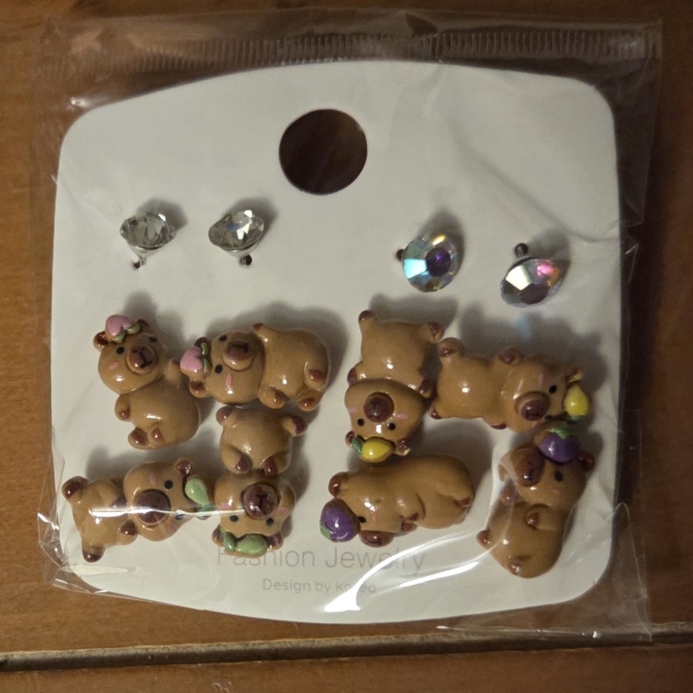 Cute Capybara 6 Sets of Earrings